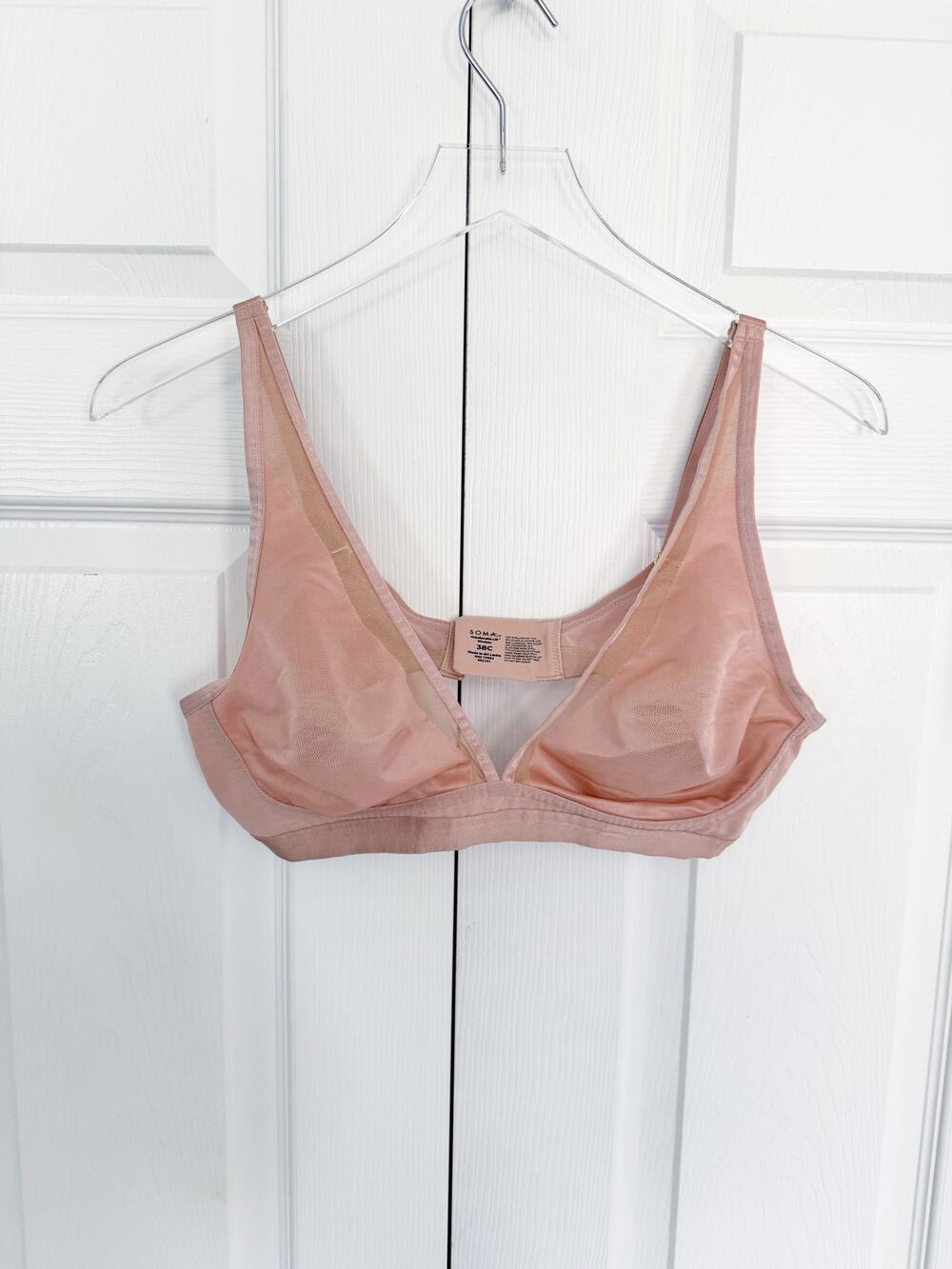 Soma Unbelievable Lift Wireless Bra Nude Sheer Mesh Unlined 38C